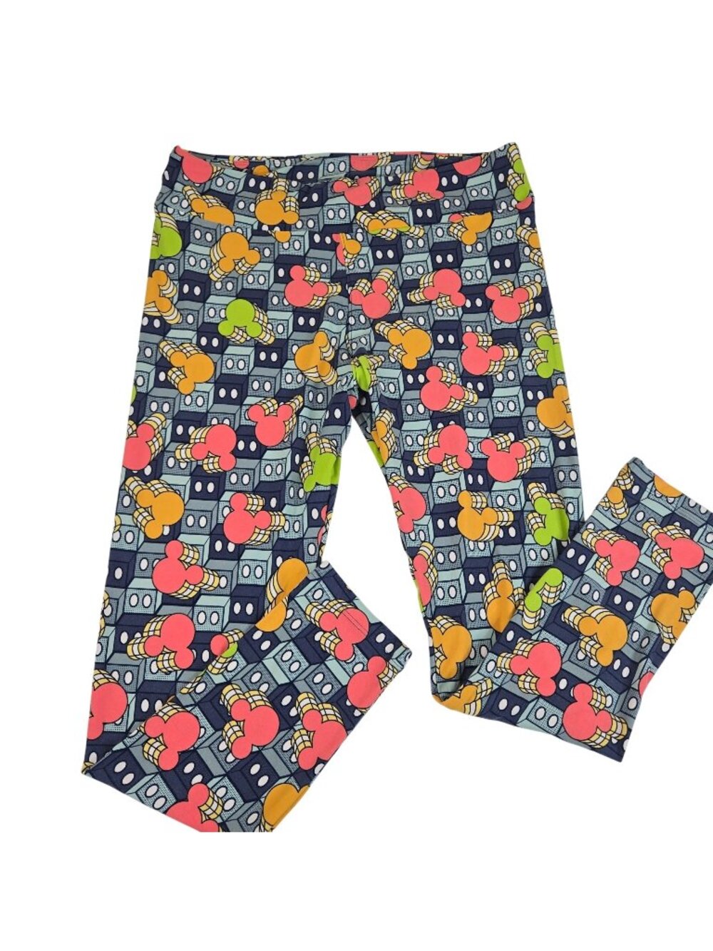 Lularoe Tall Curvy Geometric Mickey Mouse Print Leggings Multicolor Disney